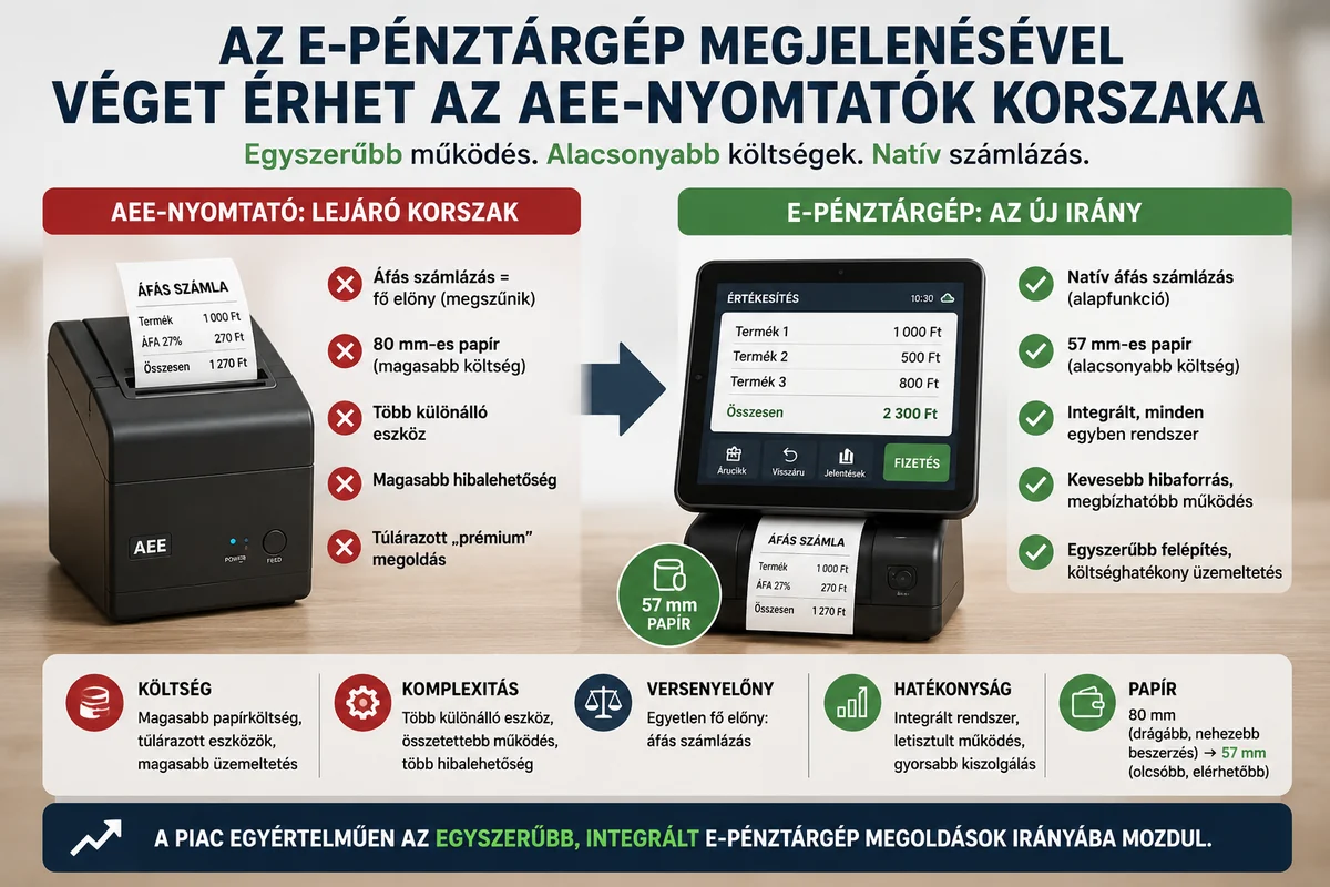 AEE-nyomtató és modern e-pénztárgép összehasonlítása